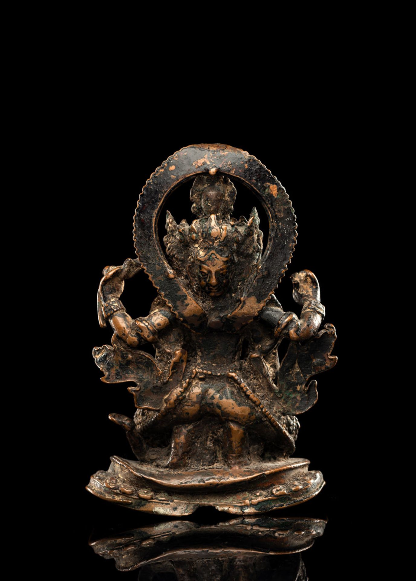 A COPPER FIGURE OF A TANTRIC DEITY - Image 2 of 5