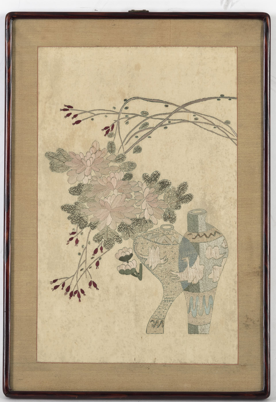 A FLORAL AND ANTIQUITIES SILK EMBROIDERY - Image 2 of 3