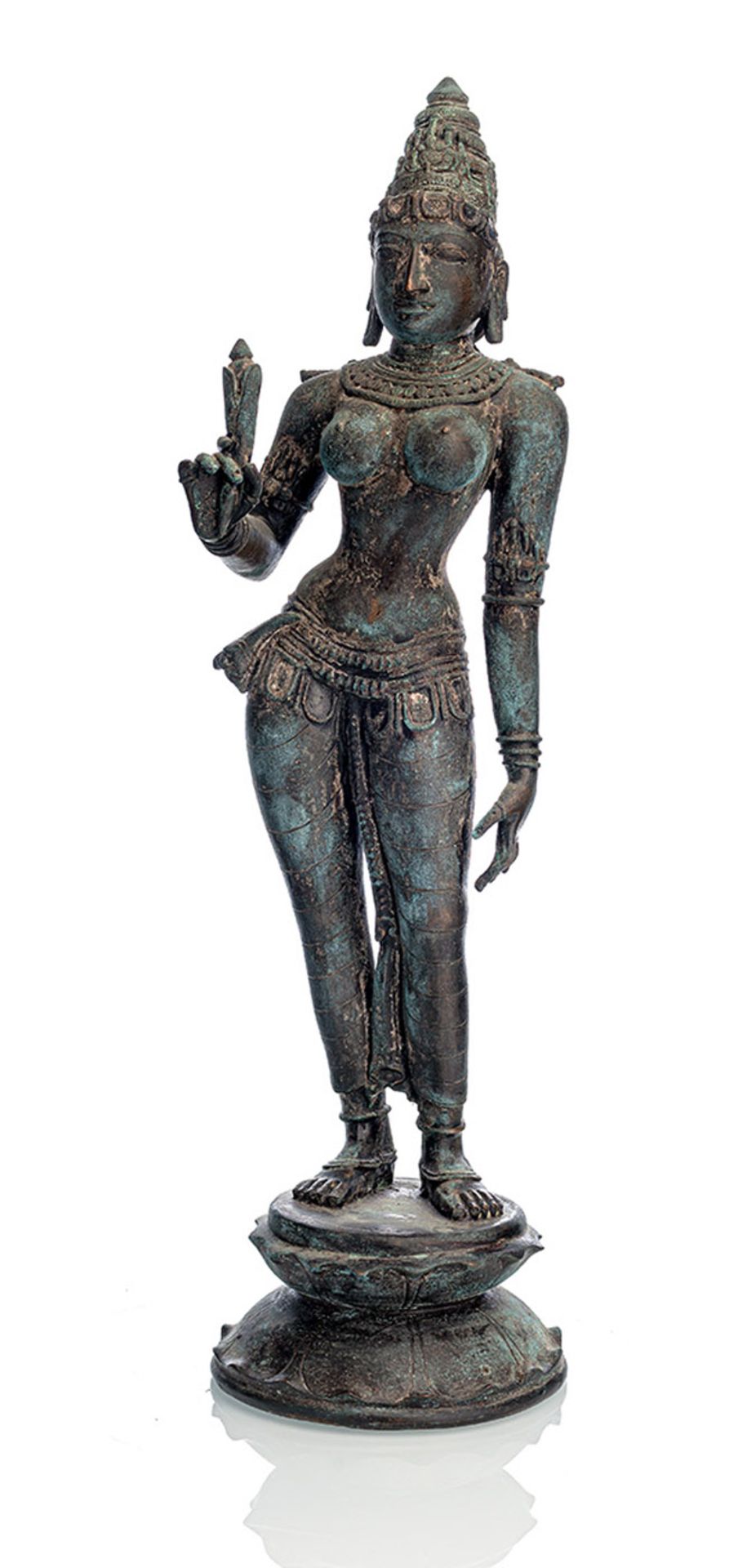 A BRONZE FIGURE OF SHRI DEVI