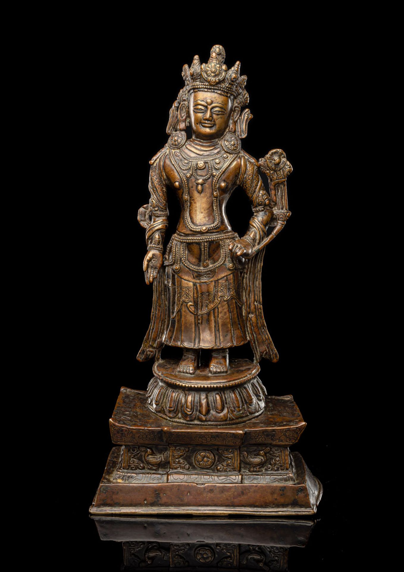 A RARE BRONZE FIGURE OF AVALOKITESHVARA