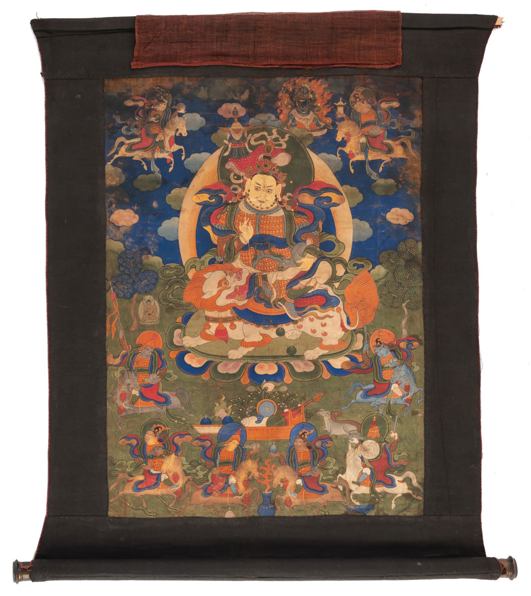 Gruppe von vier Thangka bzw. Tsagli, u.a. Avalokiteshvara und Vaishravana, teils monitiert - Bild 5 aus 9