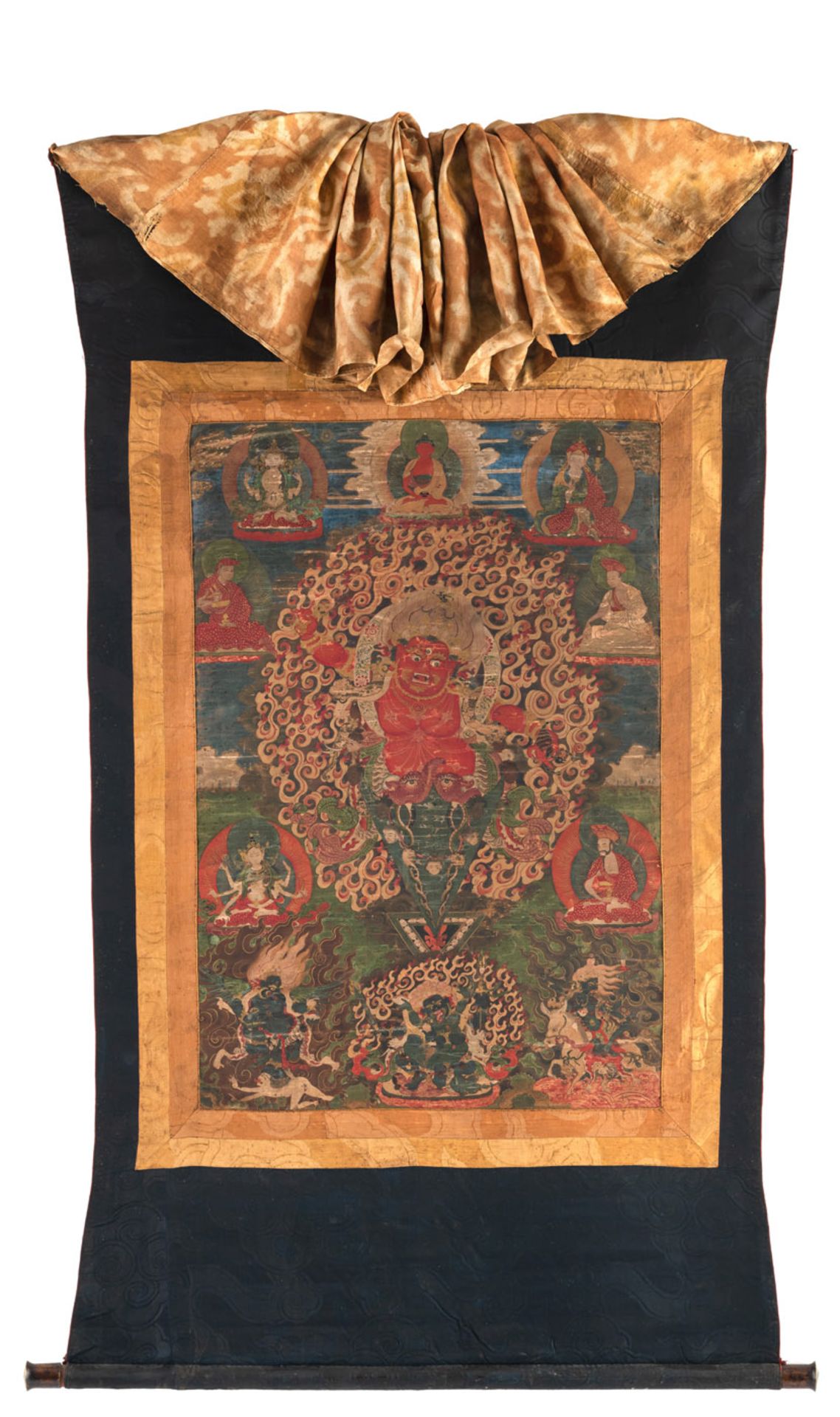 Feines Thangka mit Darstellung des Guru Drakmar