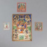 FOUR MINIATURE PAINTINGS 'TSAGLI' OF BUDDHA ET AL.