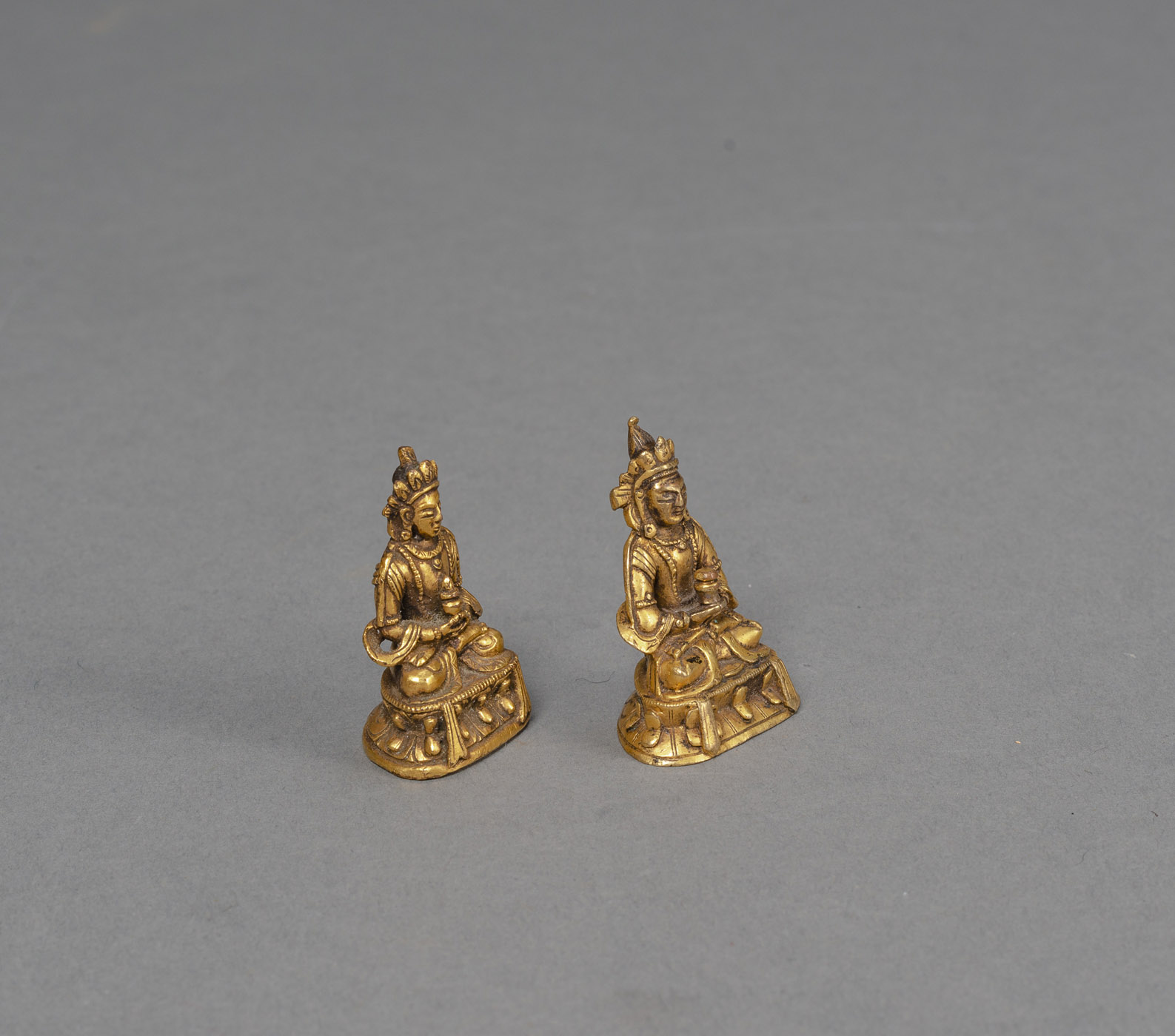 TWO MINIATURE GILT-BRONZE FIGURES OF AMITAYUS - Image 2 of 4