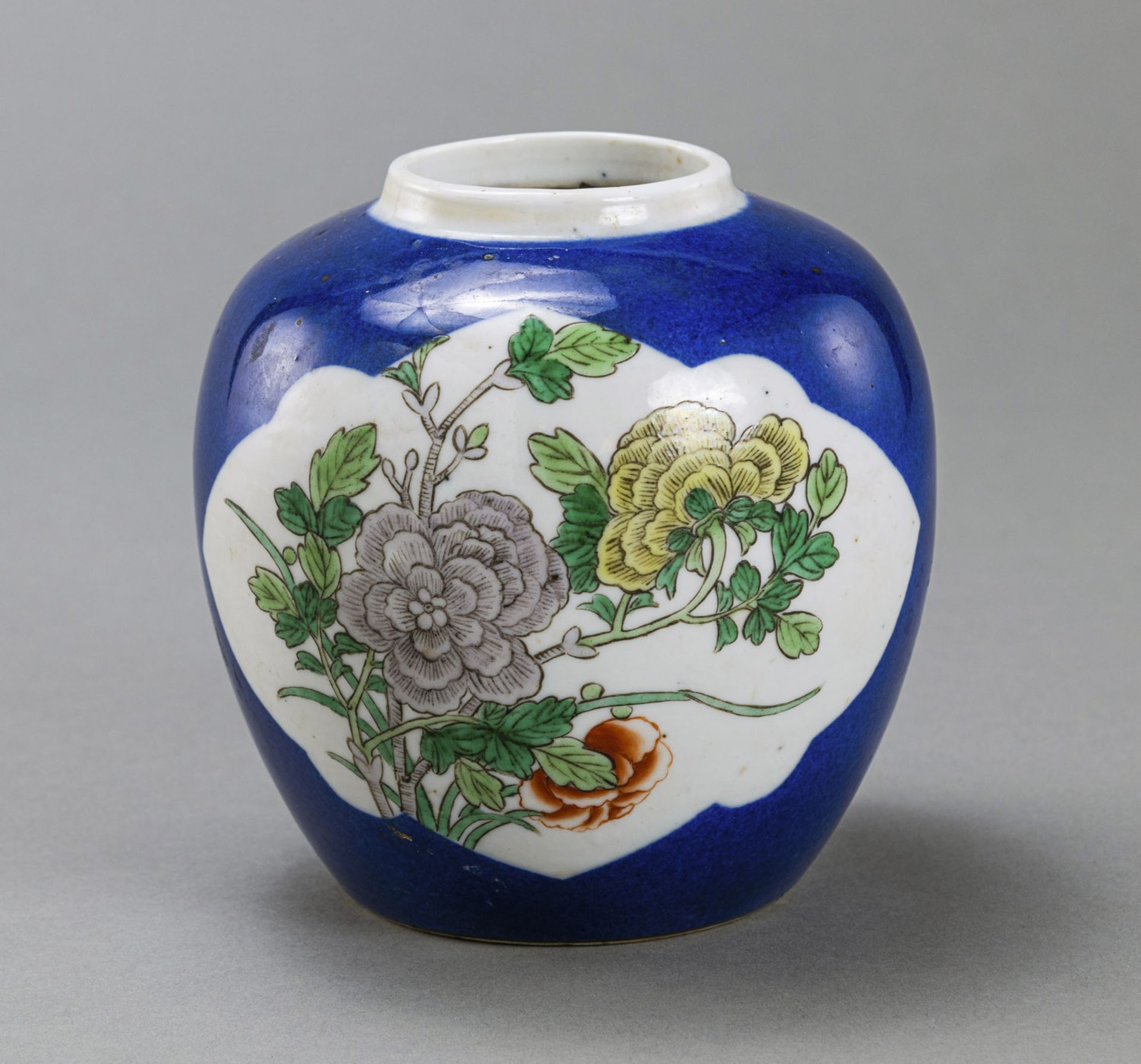 A BLUE-GROUND LOTUS GINGER JAR - Image 2 of 4