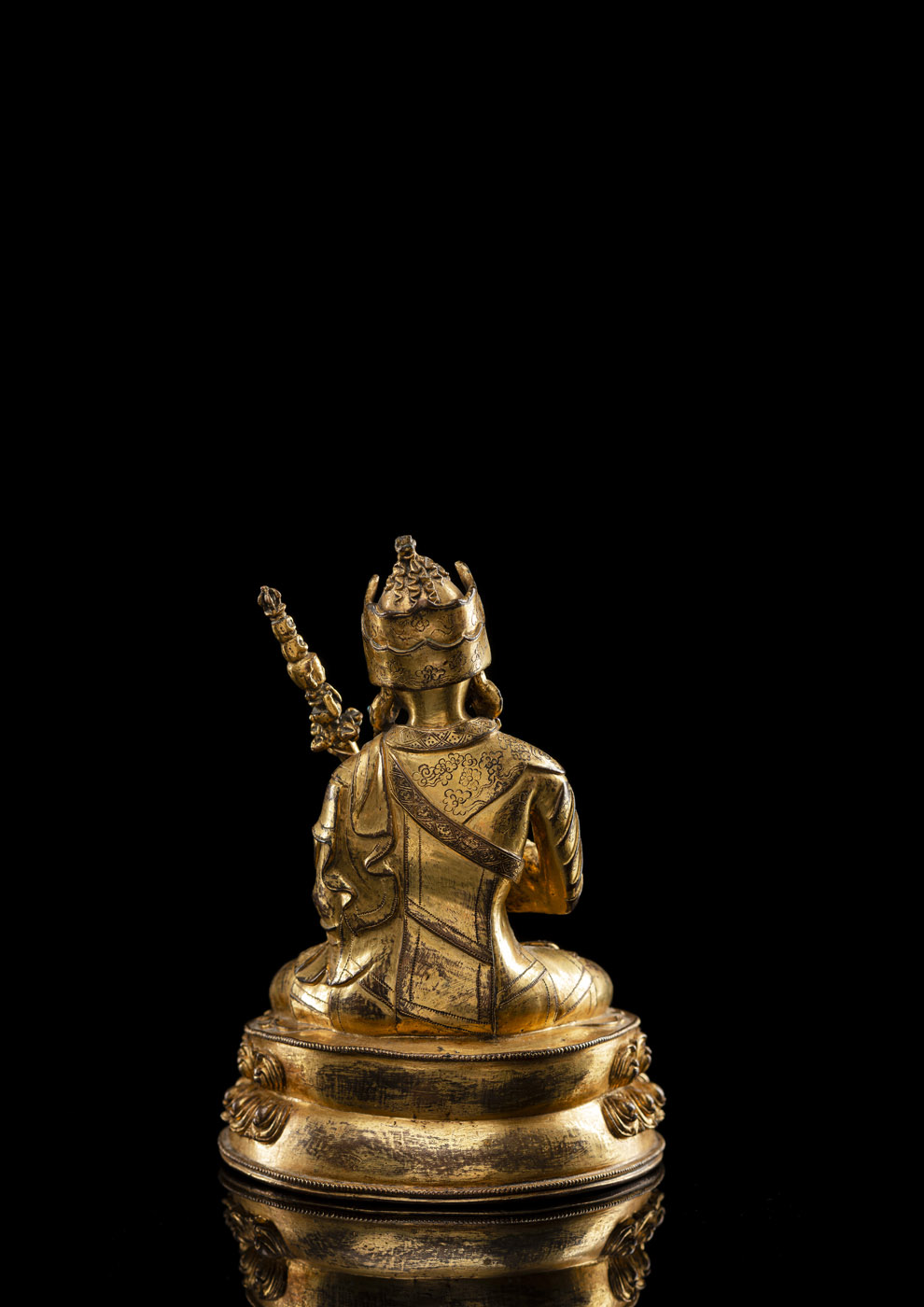 A VERY FINE GILT-BRONZE FIGURE OF PADMASAMBHAVA - Image 2 of 4