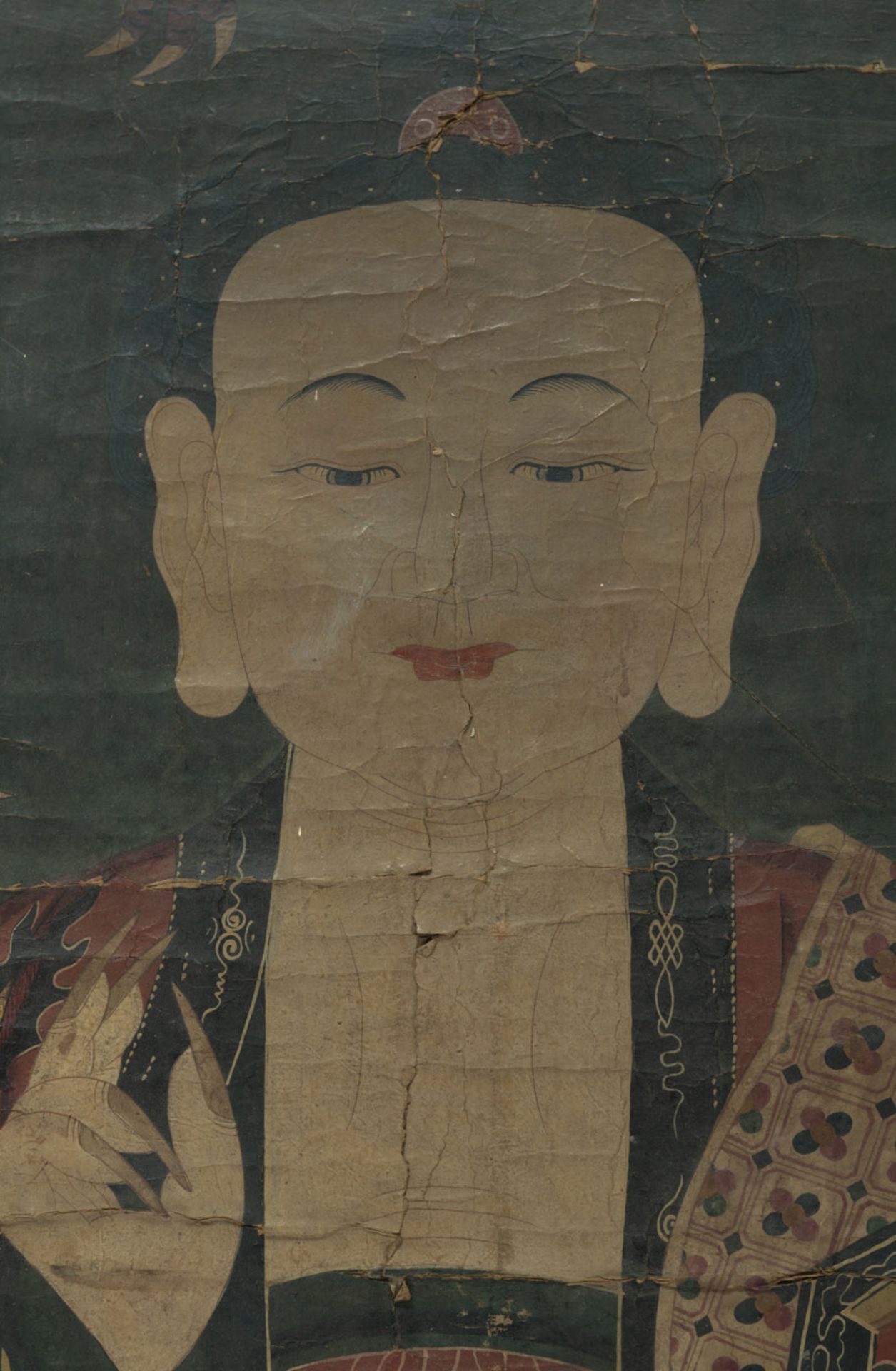 AN ANONYMOUS PAINTING OF BUDDHA SHAKYAMUNI WITH ANANDA AND KASHYAPA - Image 4 of 4