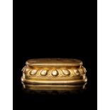 Feiner feuervergoldeter Lotussockel aus Bronze