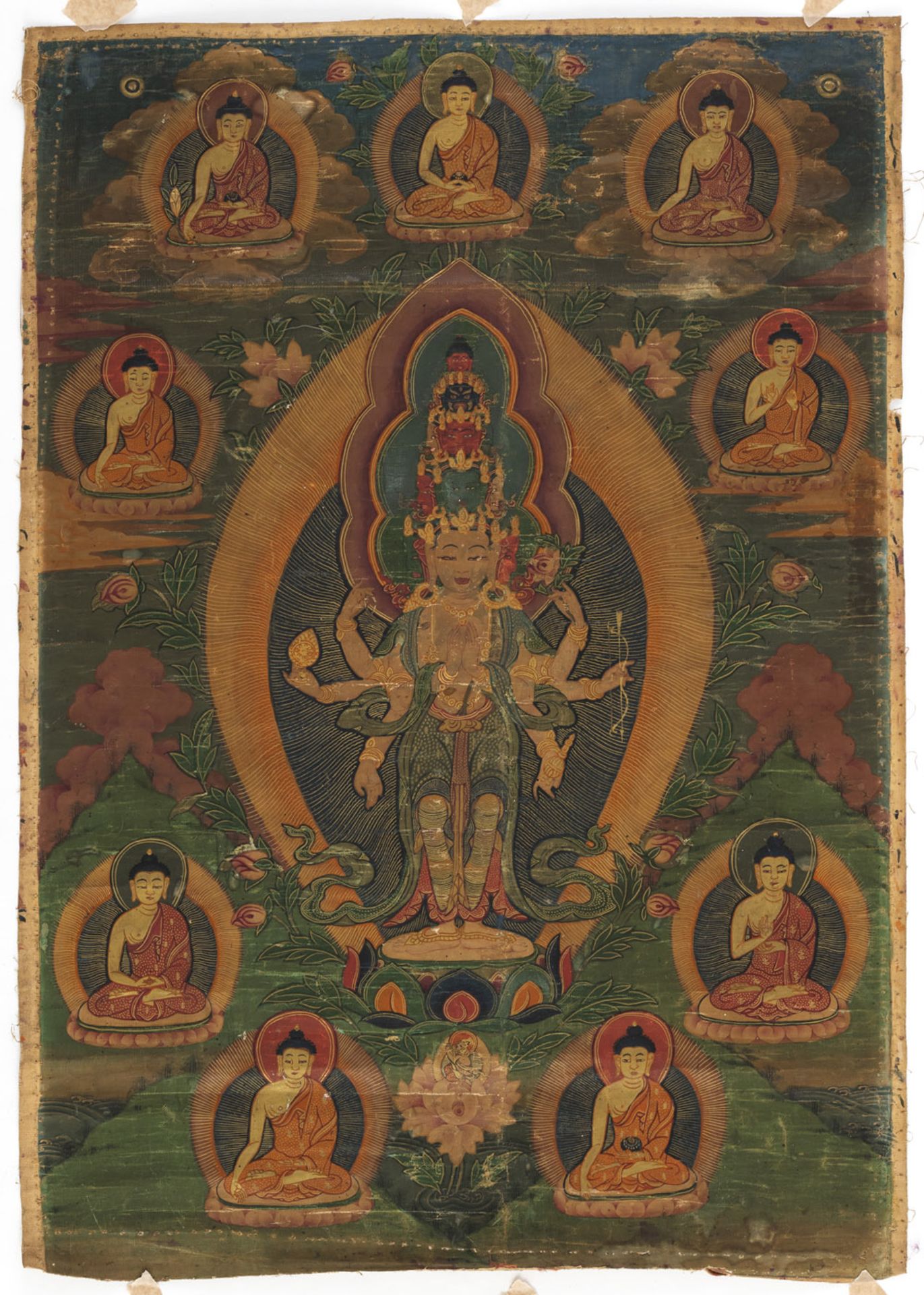 Thangka des Buddha Shakyamuni und Thangka des Avalokiteshvara und Shakyamuni - Bild 8 aus 8