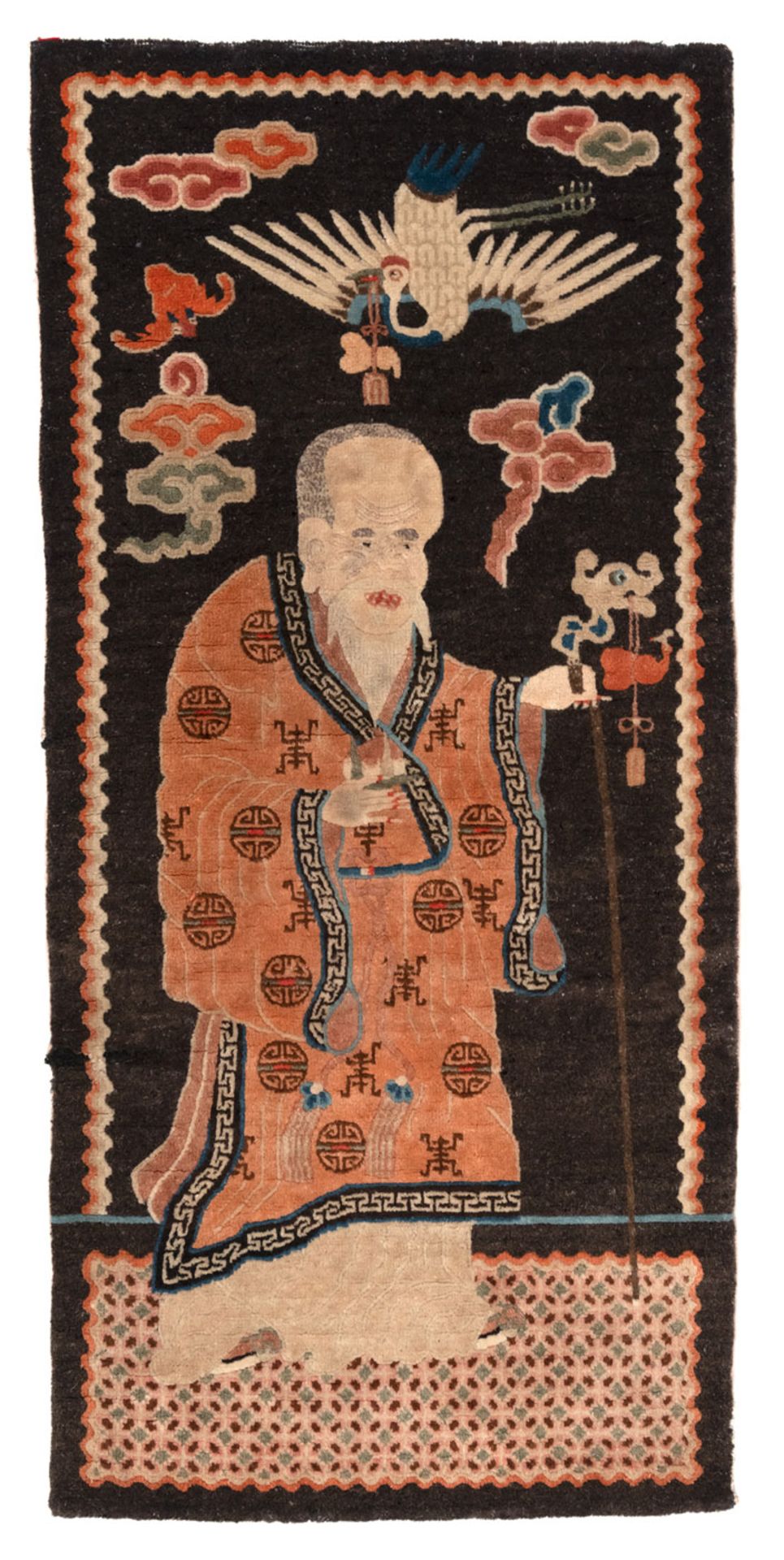 A Paotou Rug depicting Shoulao