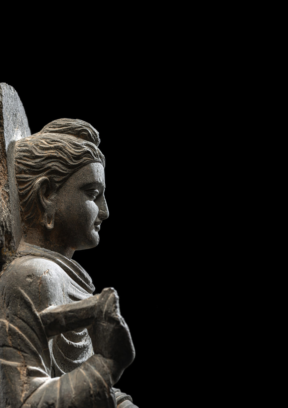 Feine Figur des Buddha Shakyamuni aus grauem Schiefer - Bild 5 aus 5