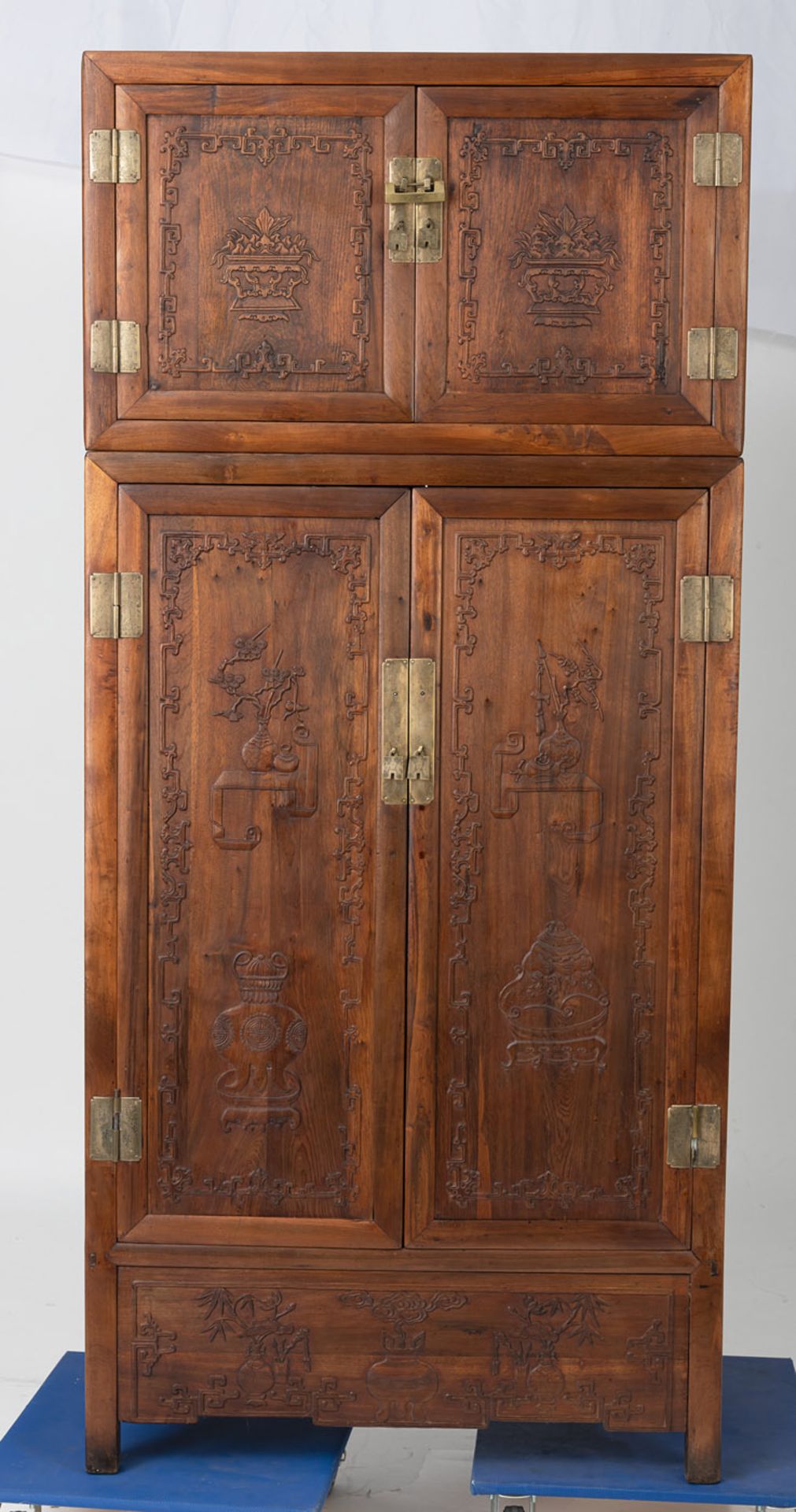 ERRATUM: A PAIR OF BROWN WOOD COMPOUND CABINETS WITH ANTIQUITIES IN LOW RELIEF - Image 12 of 15