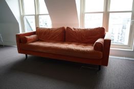 Large 3 Seater Orange Sofa