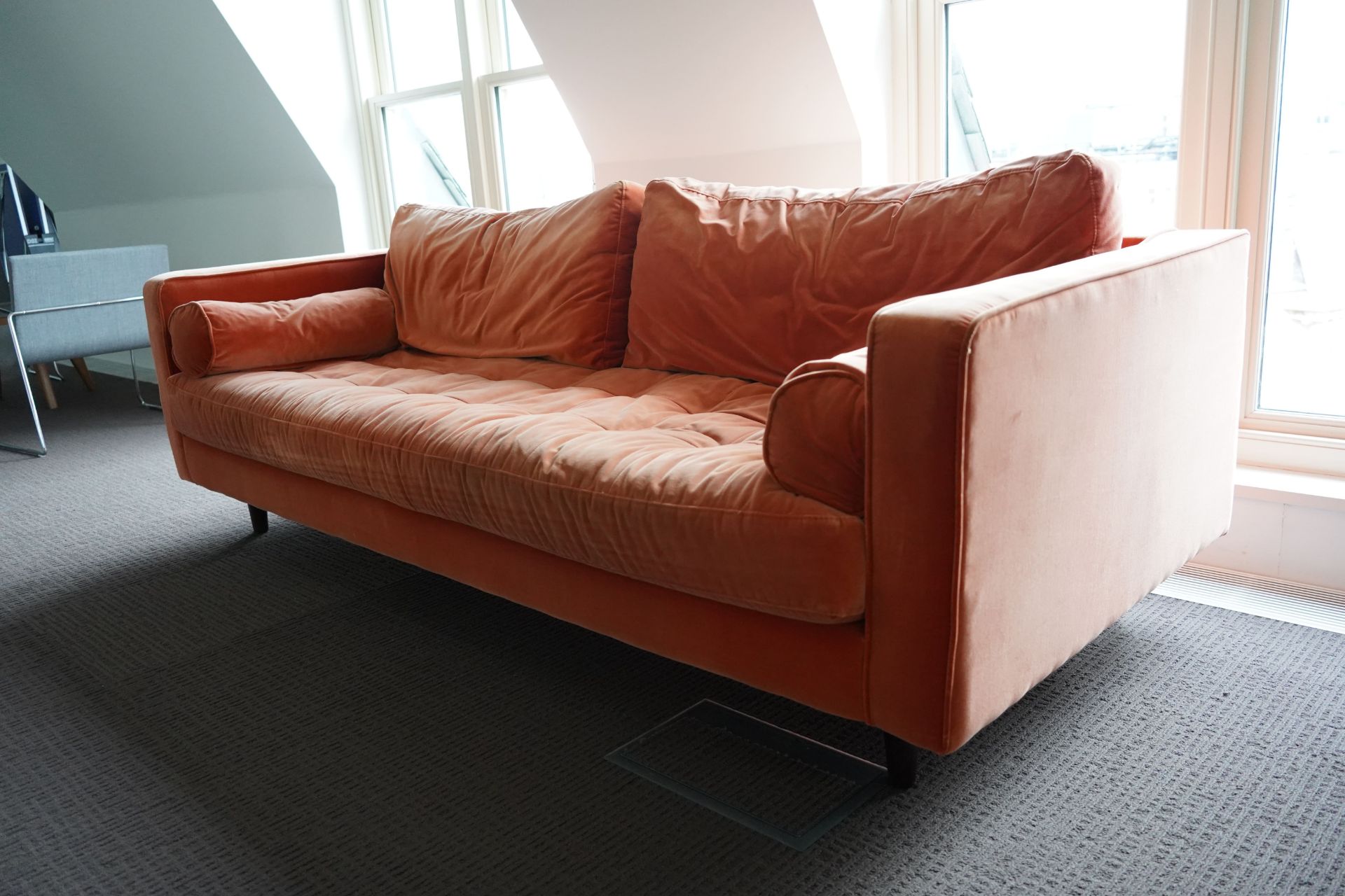 Large 3 Seater Orange Sofa - Image 2 of 2