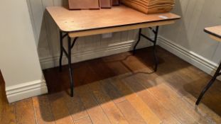 Smaller wooden table with black metallic frame
