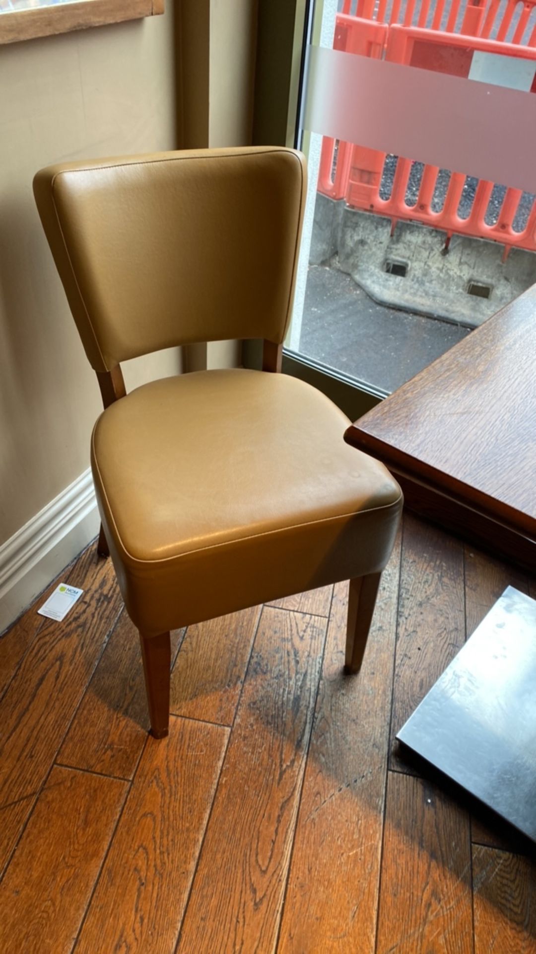 Square wooden table with two leather effect chairs - Image 4 of 4