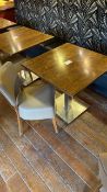 Square wooden table with steel base and one leathe