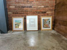 Set Of 3 Wooden Framed And Glazed Pictures