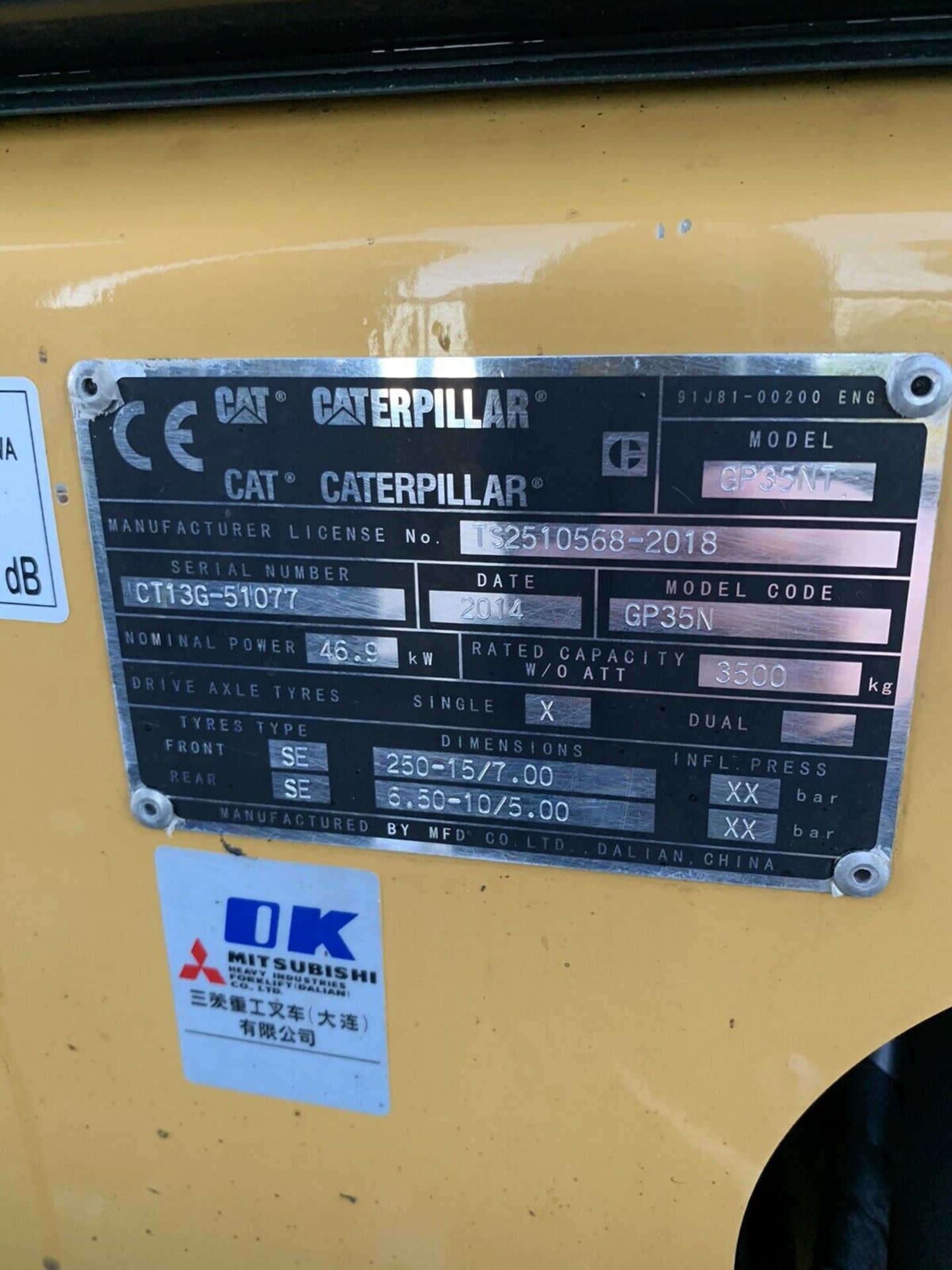 Caterpillar 3.5 Tonne Gas Container Spec Forklift - Image 5 of 6