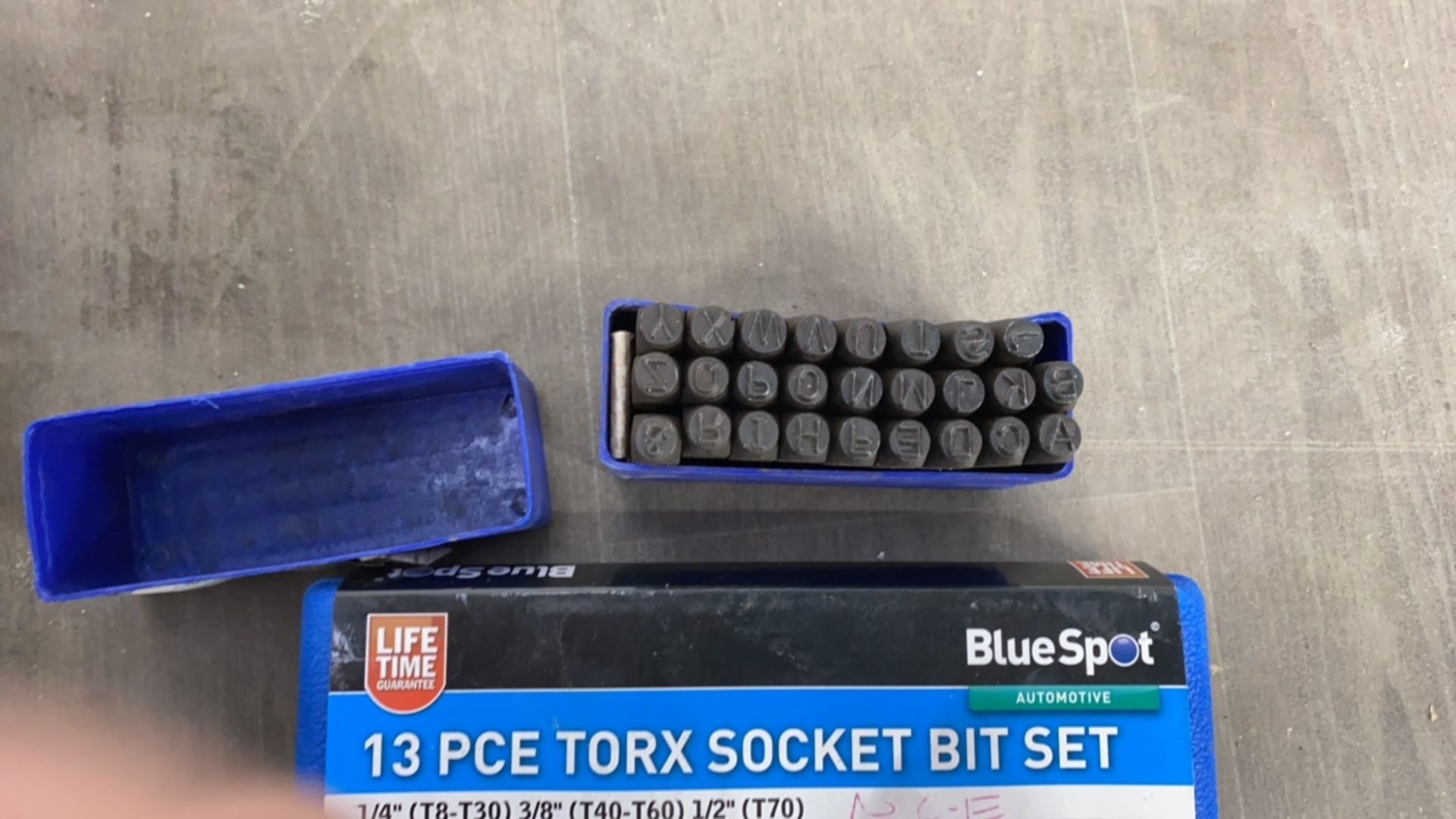 13 Pce Socket Bit Set, Letter Punches And Clarke Lights With Tripod - Image 4 of 4