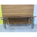 Black Long Table with Green Metal Legs
