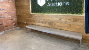 Large Long Grey Bench With Metal Frame And Legs