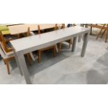 Large Grey wooden Bench Desk With Metal Leg Ends