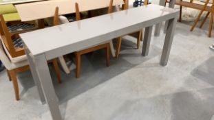 Large Grey wooden Bench Desk With Metal Leg Ends