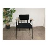 Black Commercial Grade Chair with Wooden Arm Rest