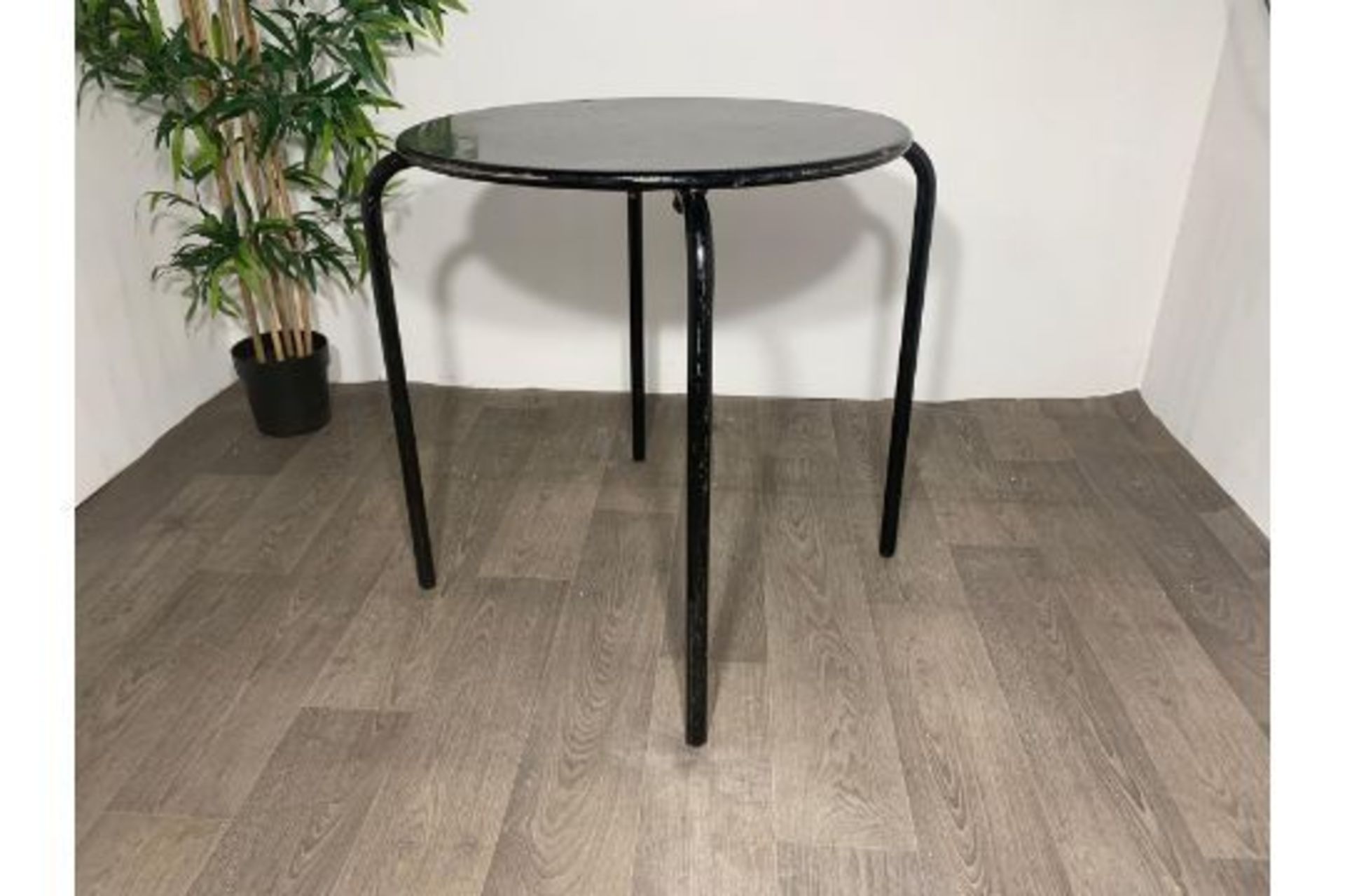 Steel Circular Black Table x2 - Image 2 of 2