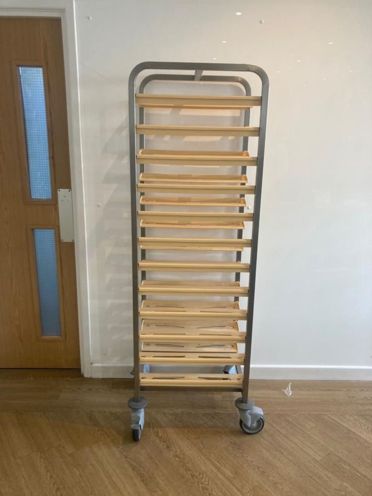 Stainless Steel Trolley With Wooden Shelving