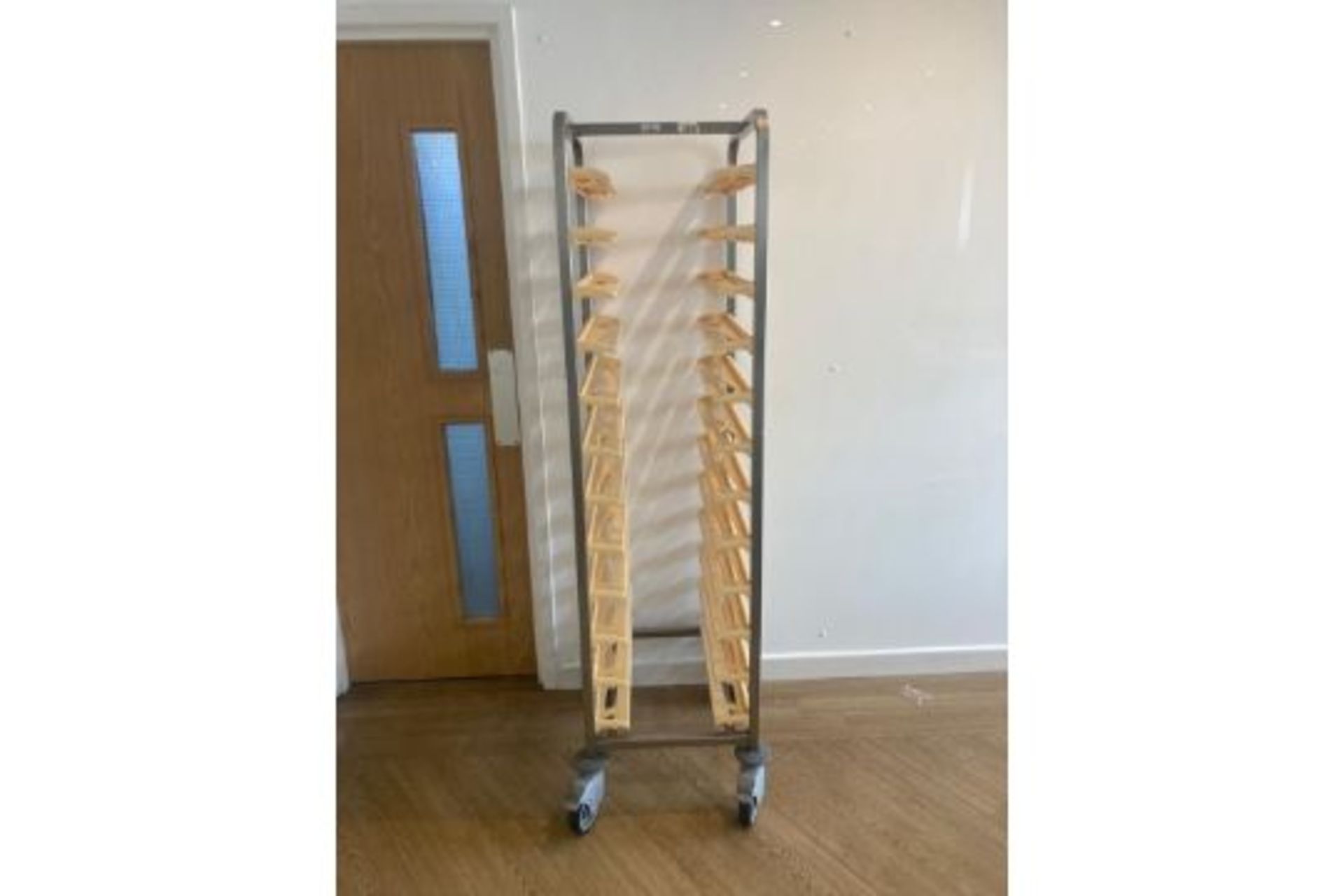 Stainless Steel Trolley With Wooden Shelving - Image 2 of 3