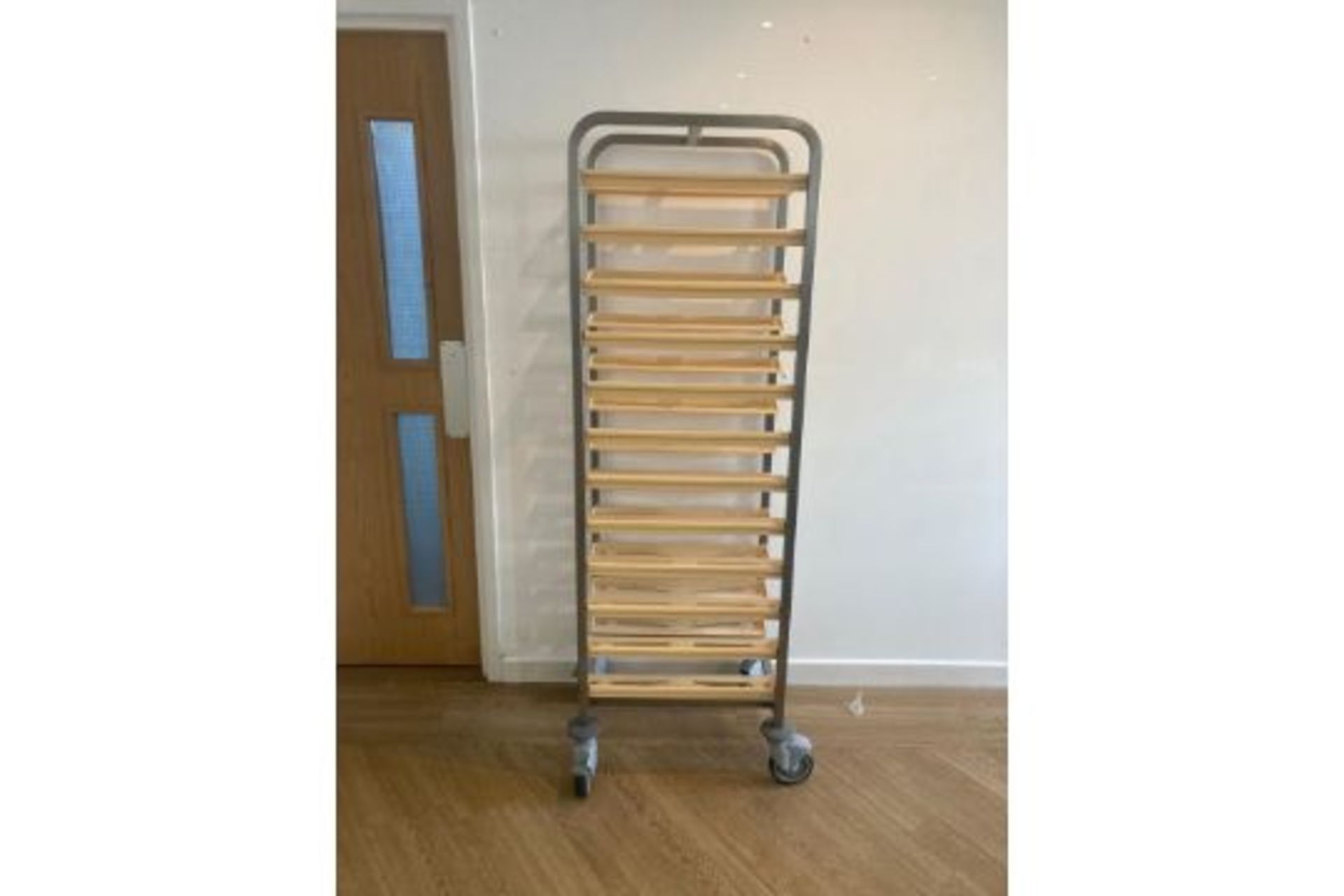 Stainless Steel Trolley With Wooden Shelving