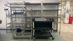 X3 Shelving Units & X2 Trolleys