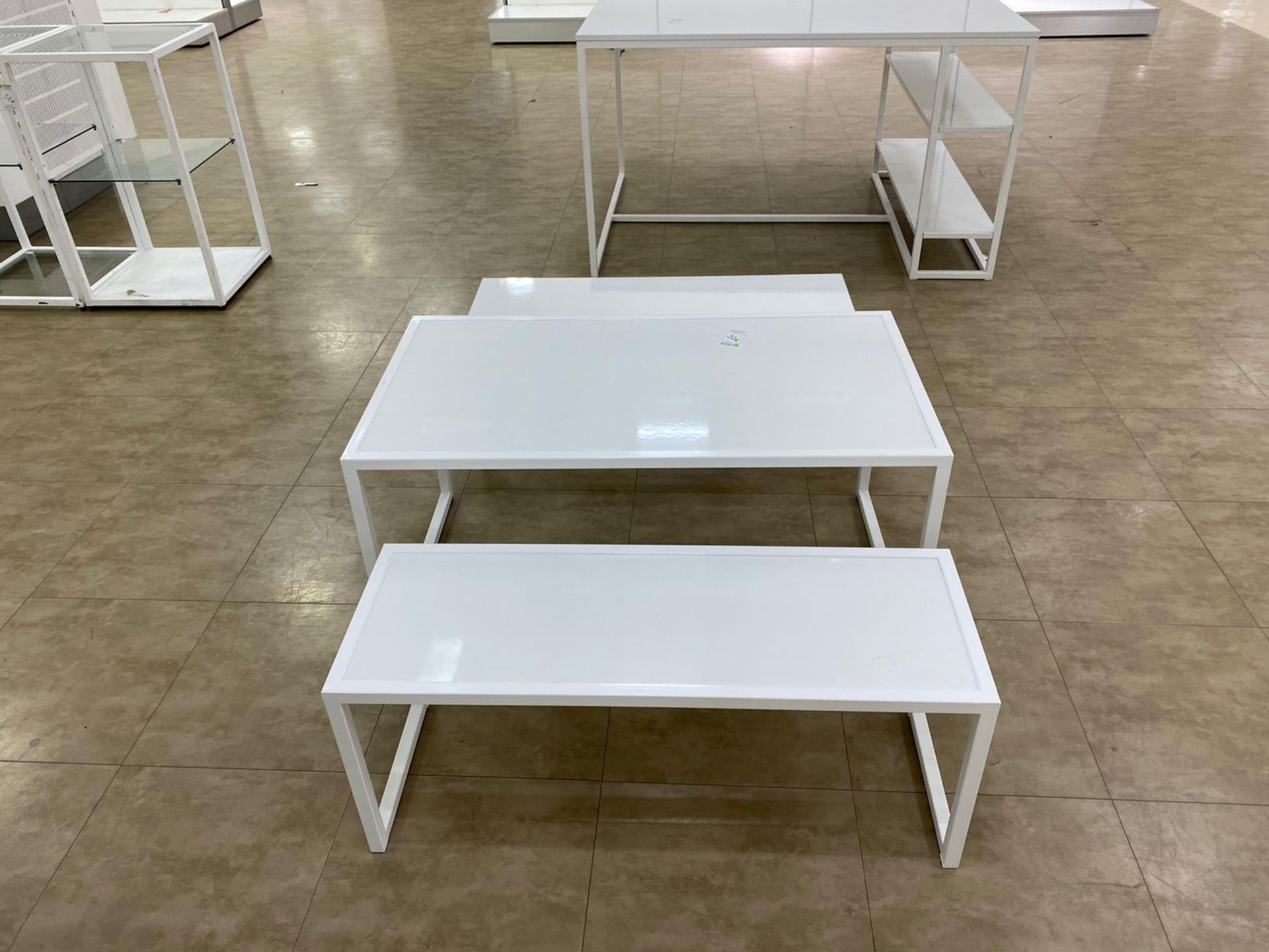 Two Seater White Metal Bench Set - Image 3 of 3