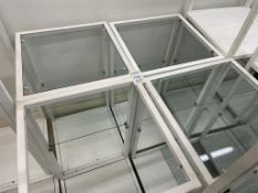 White Metal Display Shelves with Glass