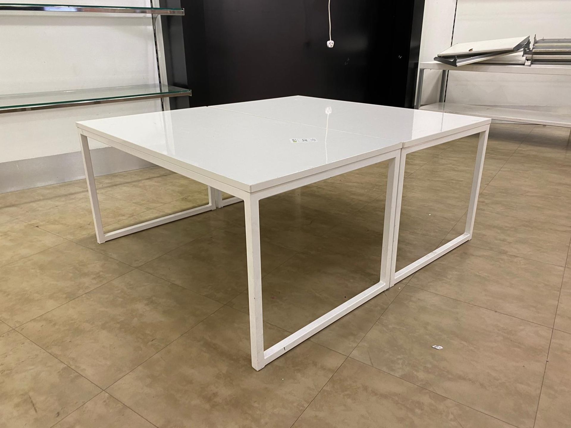 Set Of 2 White Gloss Benches - Image 4 of 4