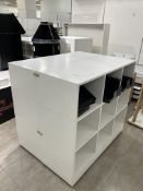 White Gloss Display Unit With 9 storage Compartments Each Side