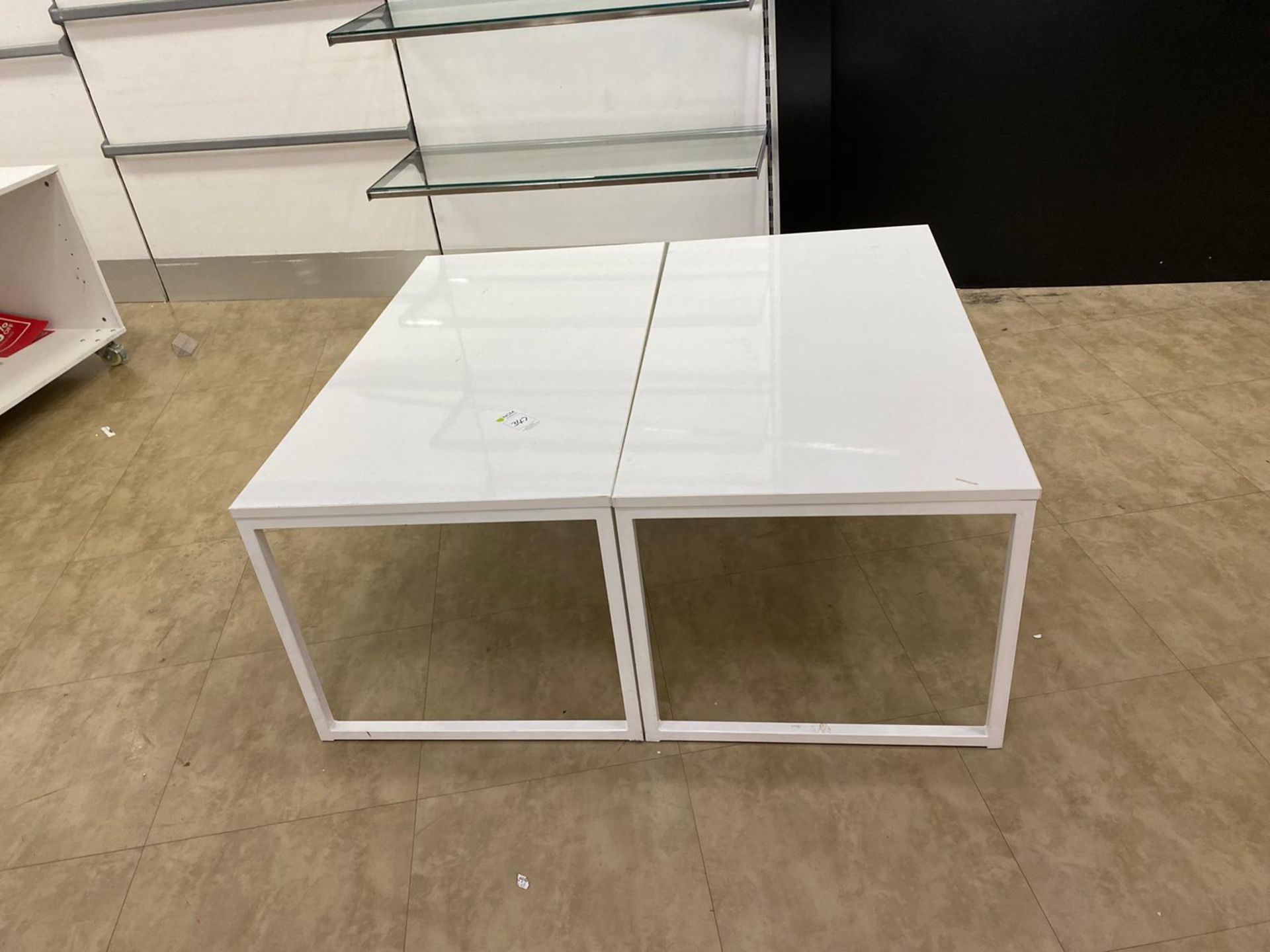 Set Of 2 White Gloss Benches