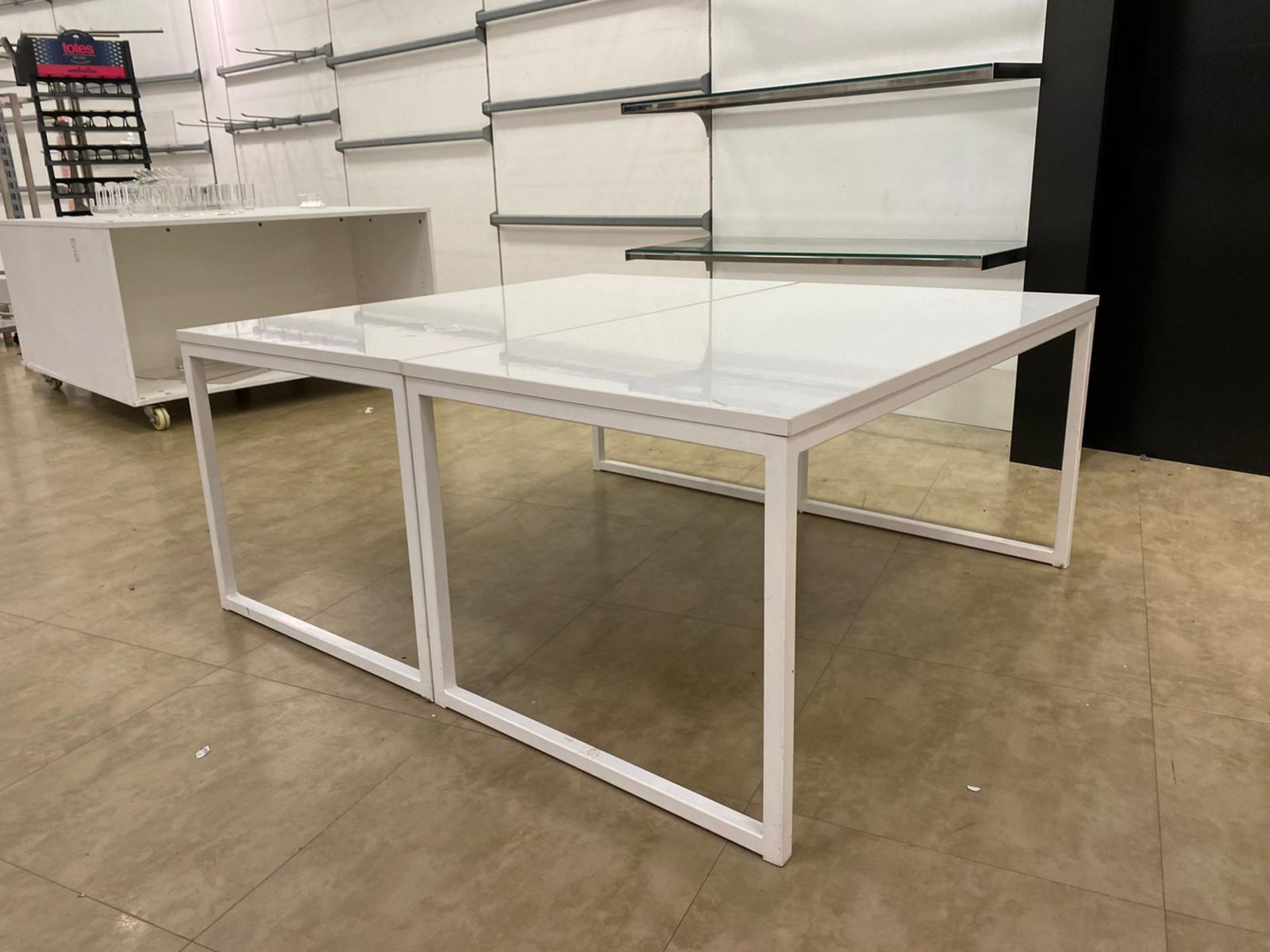 Set Of 2 White Gloss Benches - Image 3 of 4