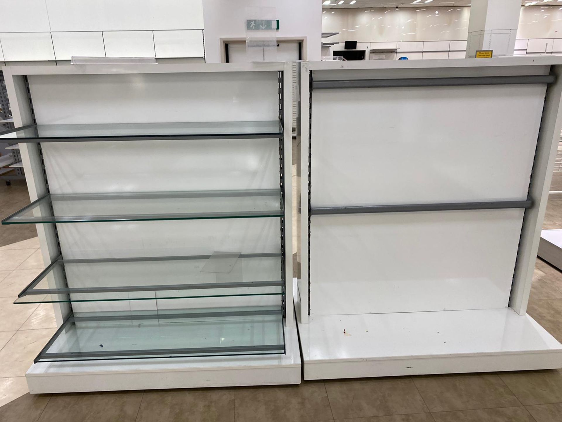 x2 White Cabinet With Glass Shelving