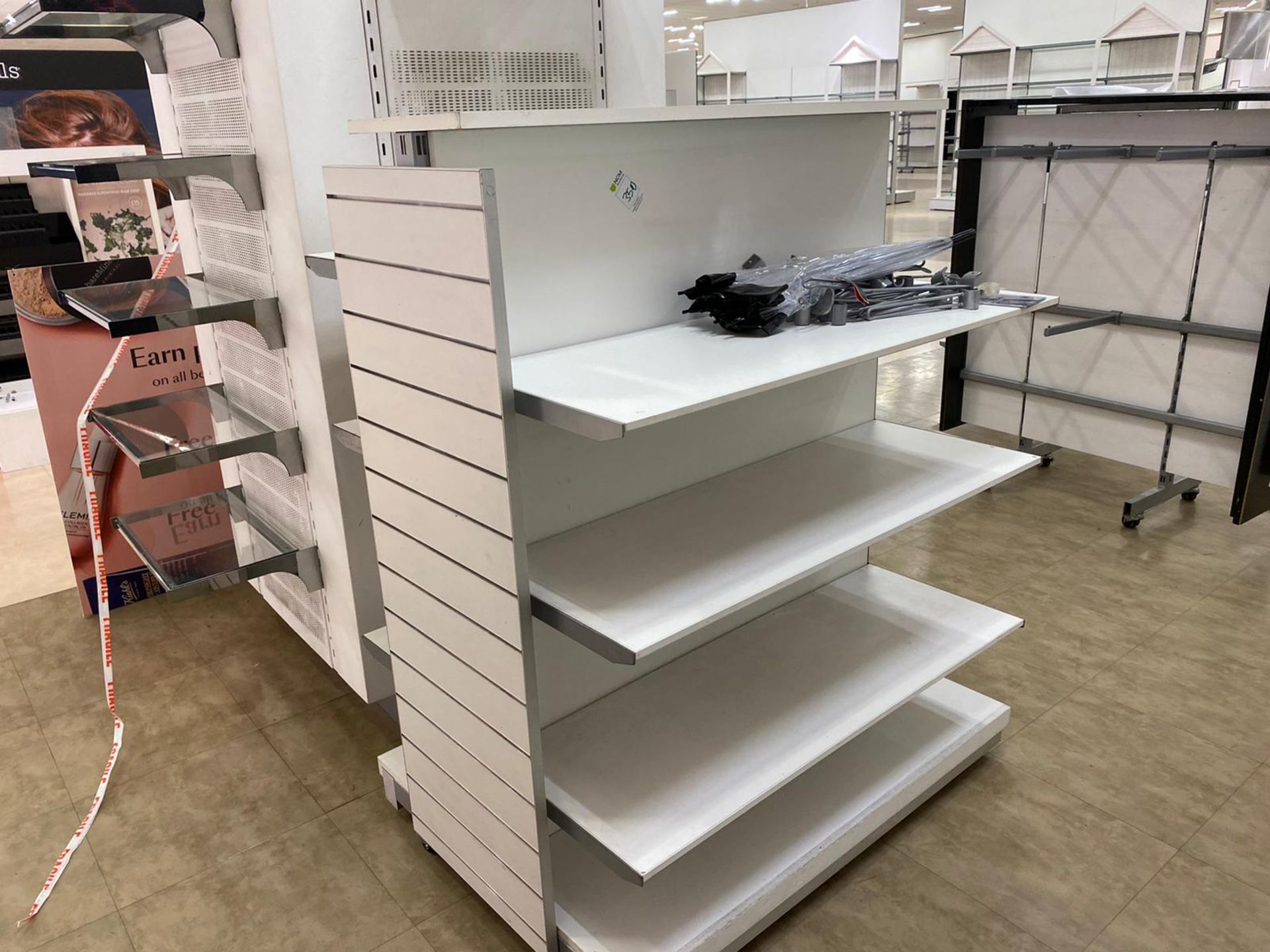 Metal Framed Shelving Unit With White Shelving includes contents - Image 2 of 3