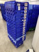 blue stackable storage boxes