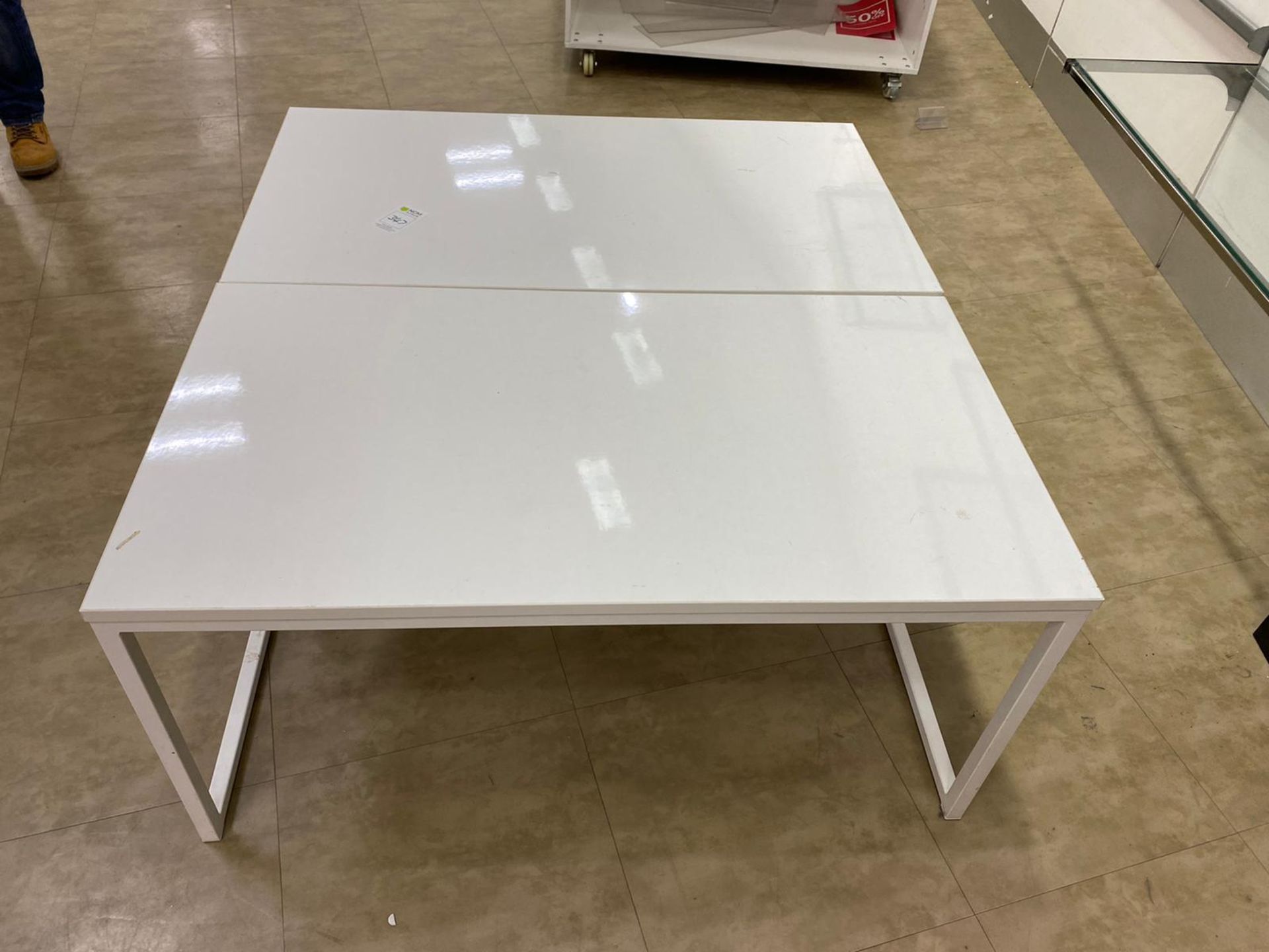Set Of 2 White Gloss Benches - Image 2 of 4