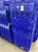 blue stackable storage boxes