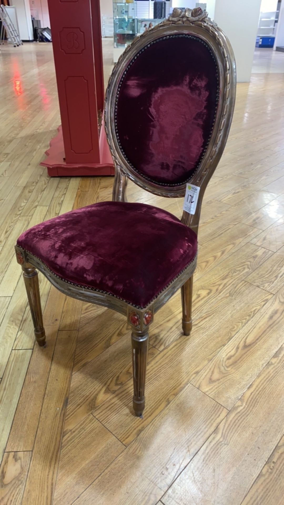 Red Velvet French Style Dining Chair - Image 3 of 4