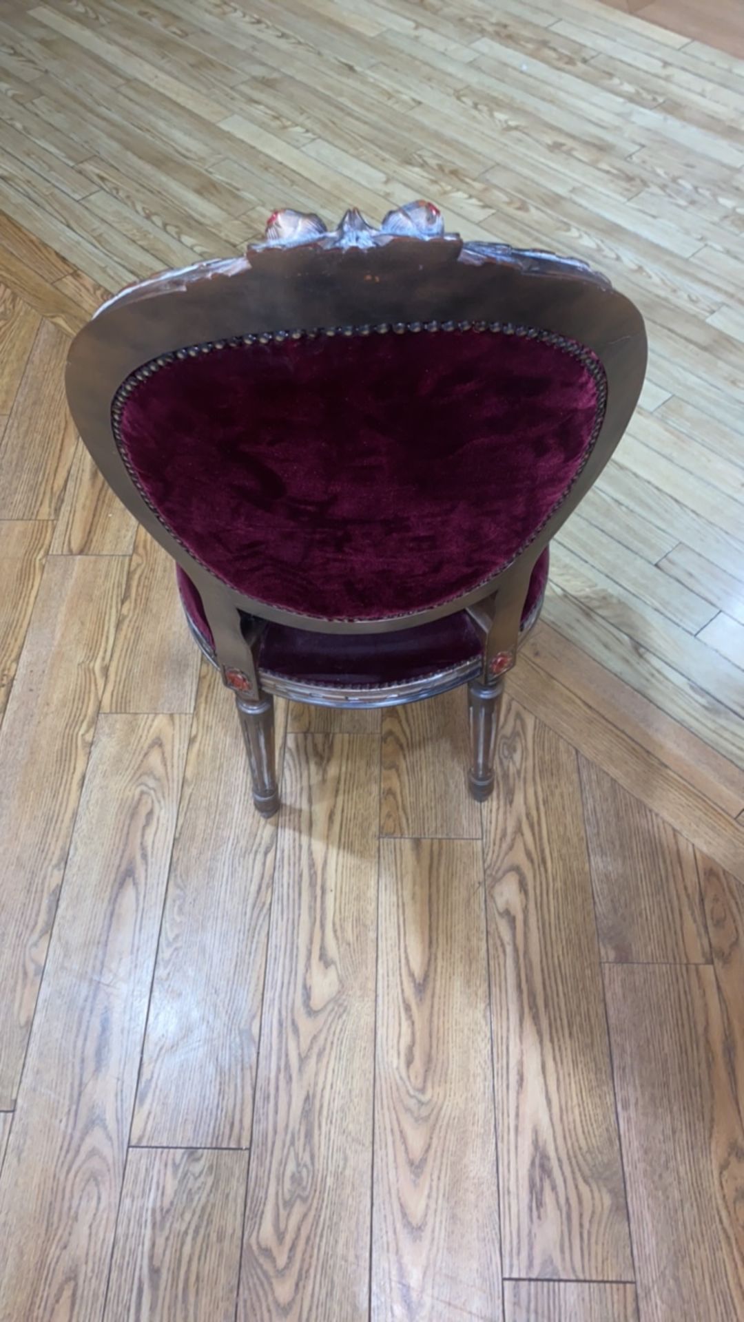 Red Velvet French Style Dining Chair - Image 4 of 4