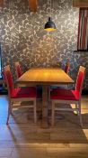 Solid Wooden Table X2 with X4 Red Leather Dining Chair
