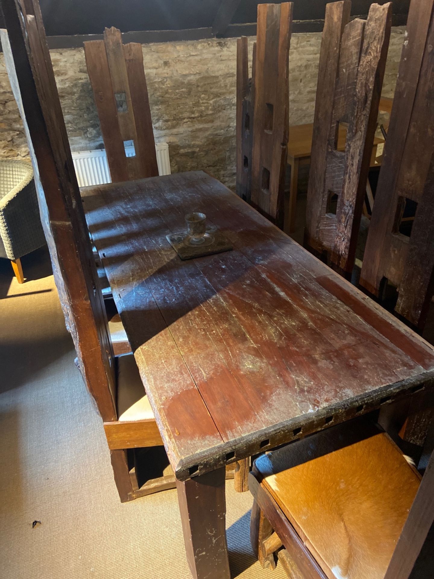 Banquet Solid Wooden Table & 10 Railway Sleeper Chairs