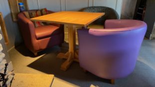 Dino Tub Chair X3 and Square Wooden Table